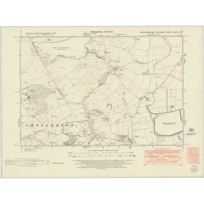 1946 Map of Northumberland nLXXIV.SE, 1952 Print