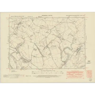 1946 Map of Northumberland nLXXIV.SW, 1952 Print