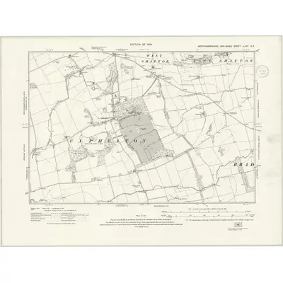 1920 Map of Northumberland nLXXV.NE, 1924 Print