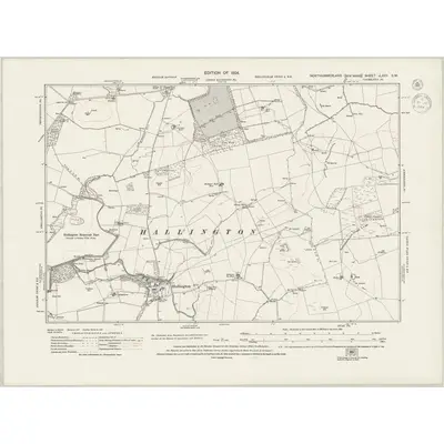 1920 Map of Northumberland nLXXV.SW, 1944 Print