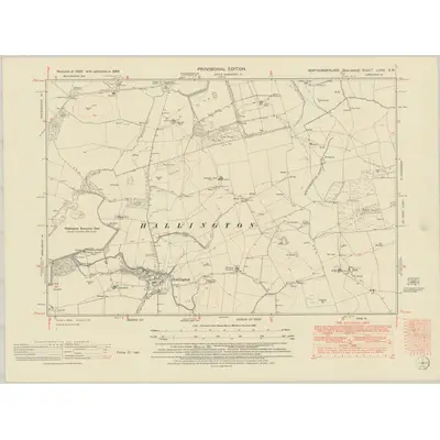 1946 Map of Northumberland nLXXV.SW, 1951 Print