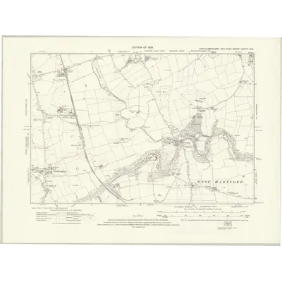 1920 Map of Northumberland nLXXVII.NE, 1924 Print