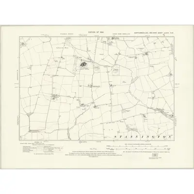 1920 Map of Northumberland nLXXVII.NW, 1924 Print