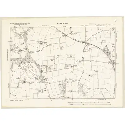 1938 Map of Northumberland nLXXVII.SE, 1939 Print