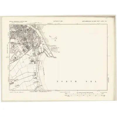 1938 Map of Northumberland nLXXVIII.NE, 1939 Print
