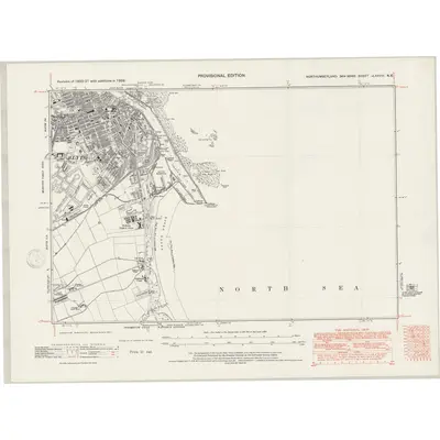 1938 Map of Northumberland nLXXVIII.NE, 1947 Print