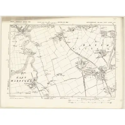 1938 Map of Northumberland nLXXVIII.NW, 1939 Print