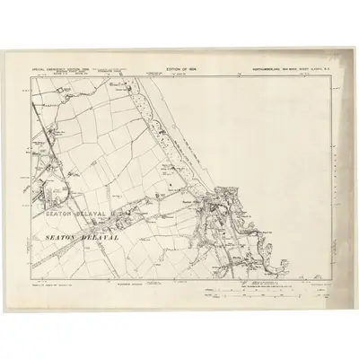 1938 Map of Northumberland nLXXVIII.SE, 1939 Print
