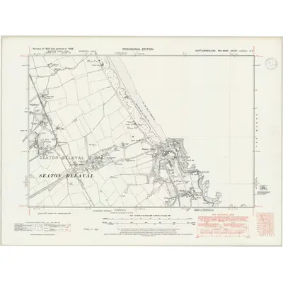 1938 Map of Northumberland nLXXVIII.SE, 1947 Print