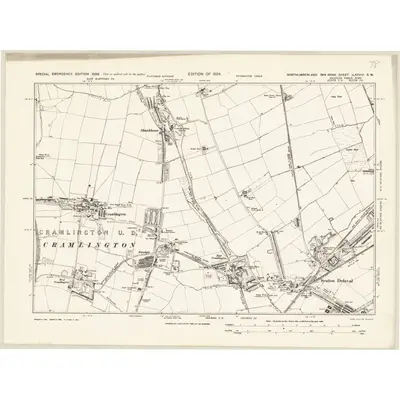 1938 Map of Northumberland nLXXVIII.SW, 1939 Print