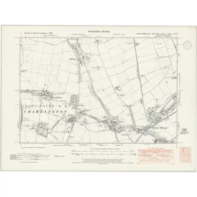 1938 Map of Northumberland nLXXVIII.SW, 1947 Print