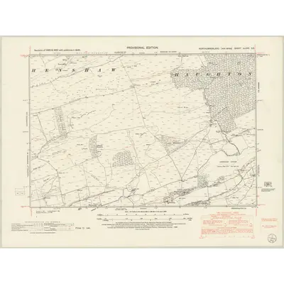 1946 Map of Northumberland nLXXX.SE, 1952 Print