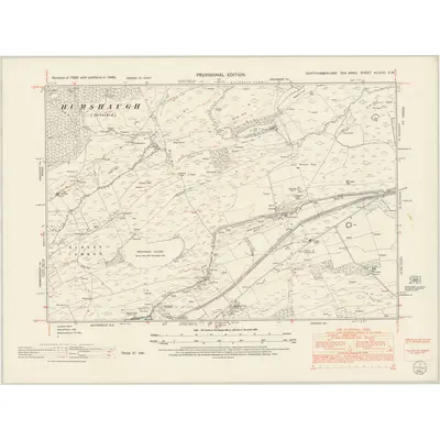 1946 Map of Northumberland nLXXXI.SW, 1952 Print