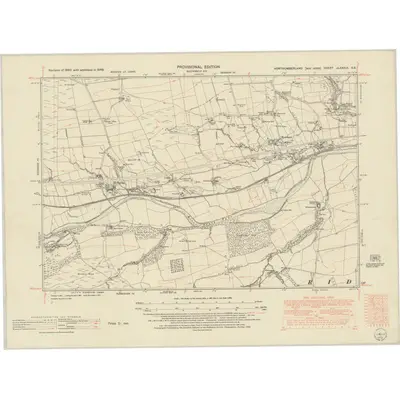 1946 Map of Northumberland nLXXXIX.SE, 1952 Print