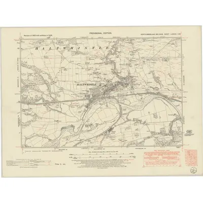 1946 Map of Northumberland nLXXXIX.SW, 1951 Print
