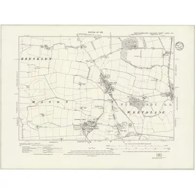 1913 Map of Northumberland nLXXXV.NE, 1921 Print