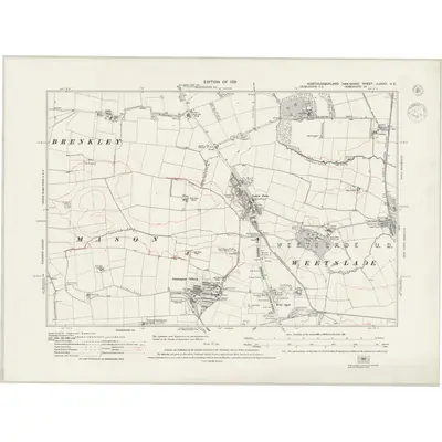 1913 Map of Northumberland nLXXXV.NE, 1945 Print