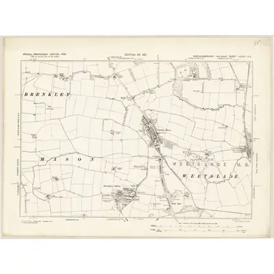 1938 Map of Northumberland nLXXXV.NE, 1939 Print