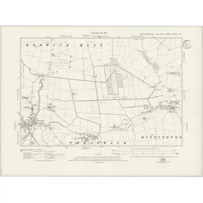 1913 Map of Northumberland nLXXXV.NW, 1921 Print