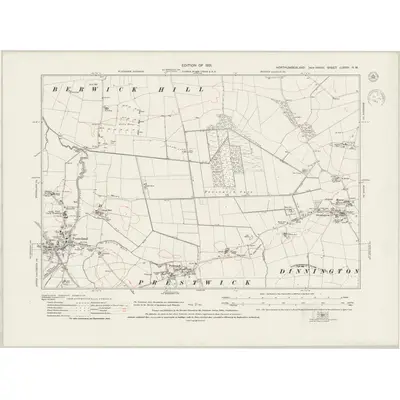 1913 Map of Northumberland nLXXXV.NW, 1944 Print