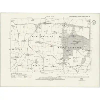 1913 Map of Northumberland nLXXXV.SE, 1921 Print