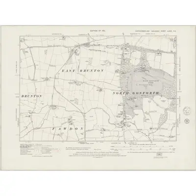 1913 Map of Northumberland nLXXXV.SE, 1945 Print