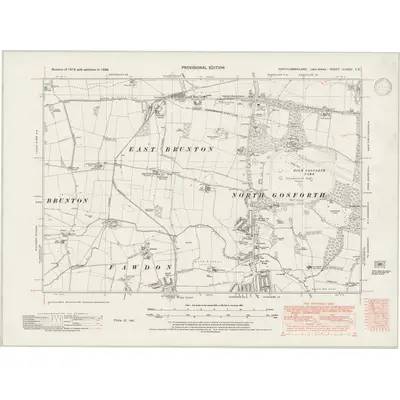 1938 Map of Northumberland nLXXXV.SE, 1947 Print