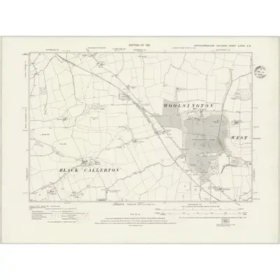 1913 Map of Northumberland nLXXXV.SW, 1921 Print