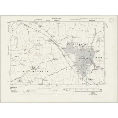 1913 Map of Northumberland nLXXXV.SW, 1947 Print
