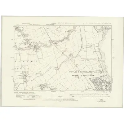 1913 Map of Northumberland nLXXXVI.NE, 1921 Print