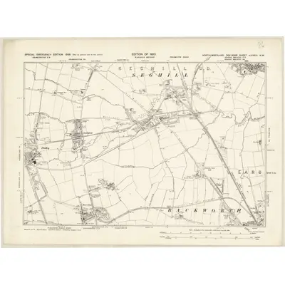 1938 Map of Northumberland nLXXXVI.NW, 1939 Print