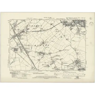 1913 Map of Northumberland nLXXXVI.SE, 1945 Print