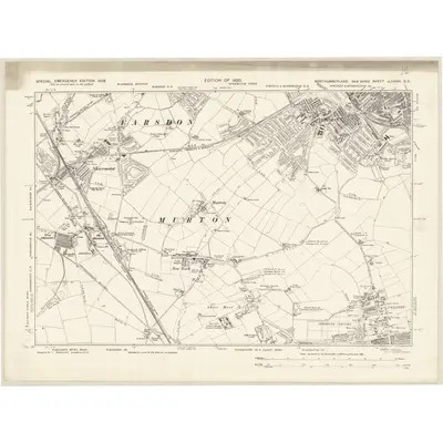 1938 Map of Northumberland nLXXXVI.SE, 1939 Print