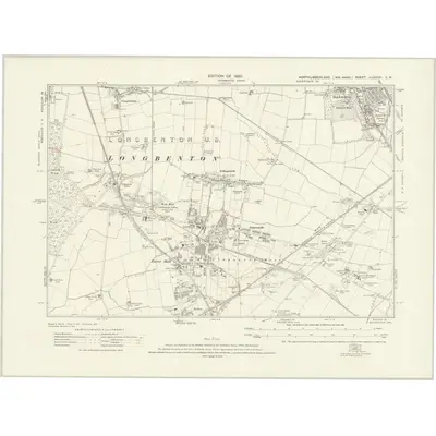1913 Map of Northumberland nLXXXVI.SW, 1920 Print