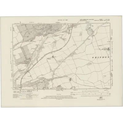 1922 Map of Northumberland nVI.NW, 1925 Print
