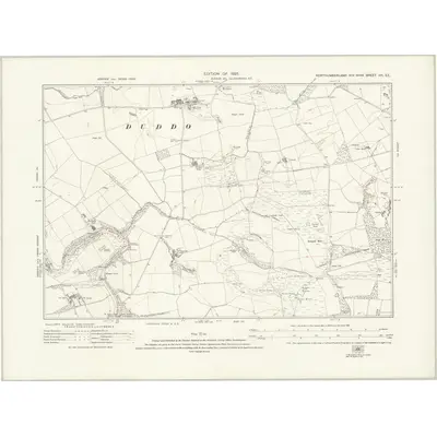 1922 Map of Northumberland nVI.SE, 1925 Print