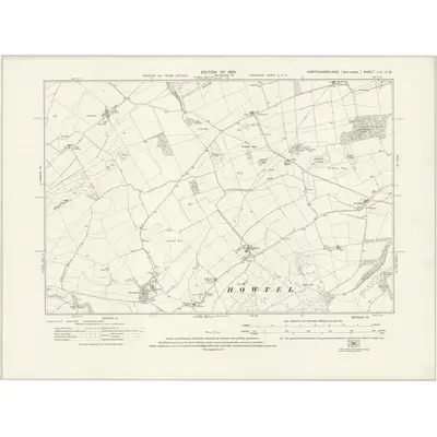1922 Map of Northumberland nX.SW, 1924 Print
