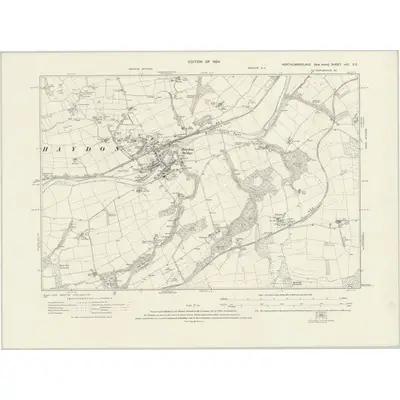 1920 Map of Northumberland nXC.SE, 1924 Print