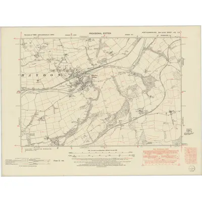 1946 Map of Northumberland nXC.SE, 1952 Print