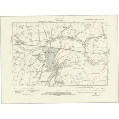 1920 Map of Northumberland nXC.SW, 1924 Print