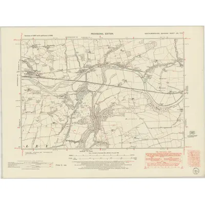 1946 Map of Northumberland nXC.SW, 1952 Print