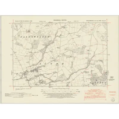 1946 Map of Northumberland nXCI.NE, 1952 Print