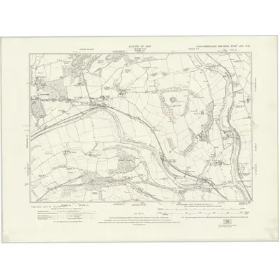1920 Map of Northumberland nXCI.NW, 1924 Print