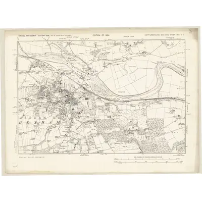1938 Map of Northumberland nXCI.SE, 1939 Print