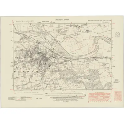 1938 Map of Northumberland nXCI.SE, 1948 Print