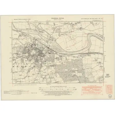 1946 Map of Northumberland nXCI.SE, 1952 Print