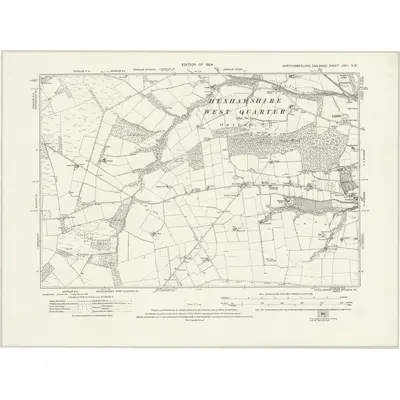 1920 Map of Northumberland nXCI.SW, 1924 Print