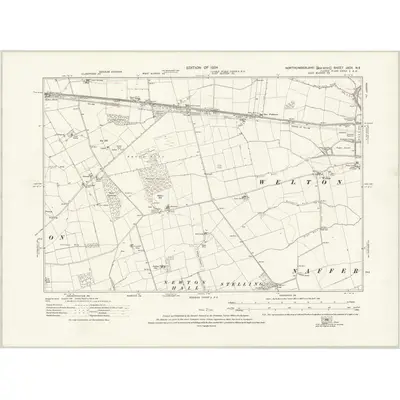 1920 Map of Northumberland nXCII.NE, 1924 Print