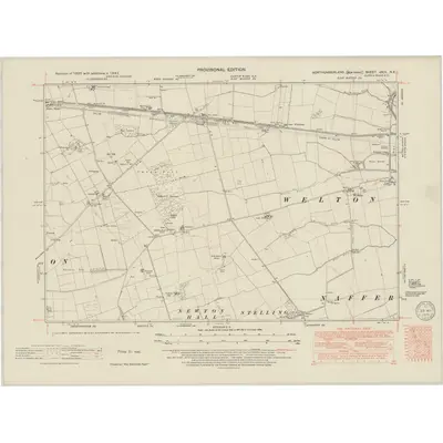 1947 Map of Northumberland nXCII.NE, 1949 Print