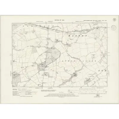 1920 Map of Northumberland nXCII.NW, 1942 Print
